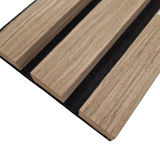 Wood Veneer Acoustic Standard Slat Wall Panels - 3-sided - 240cm x 32cm (2 pack) - Walnut