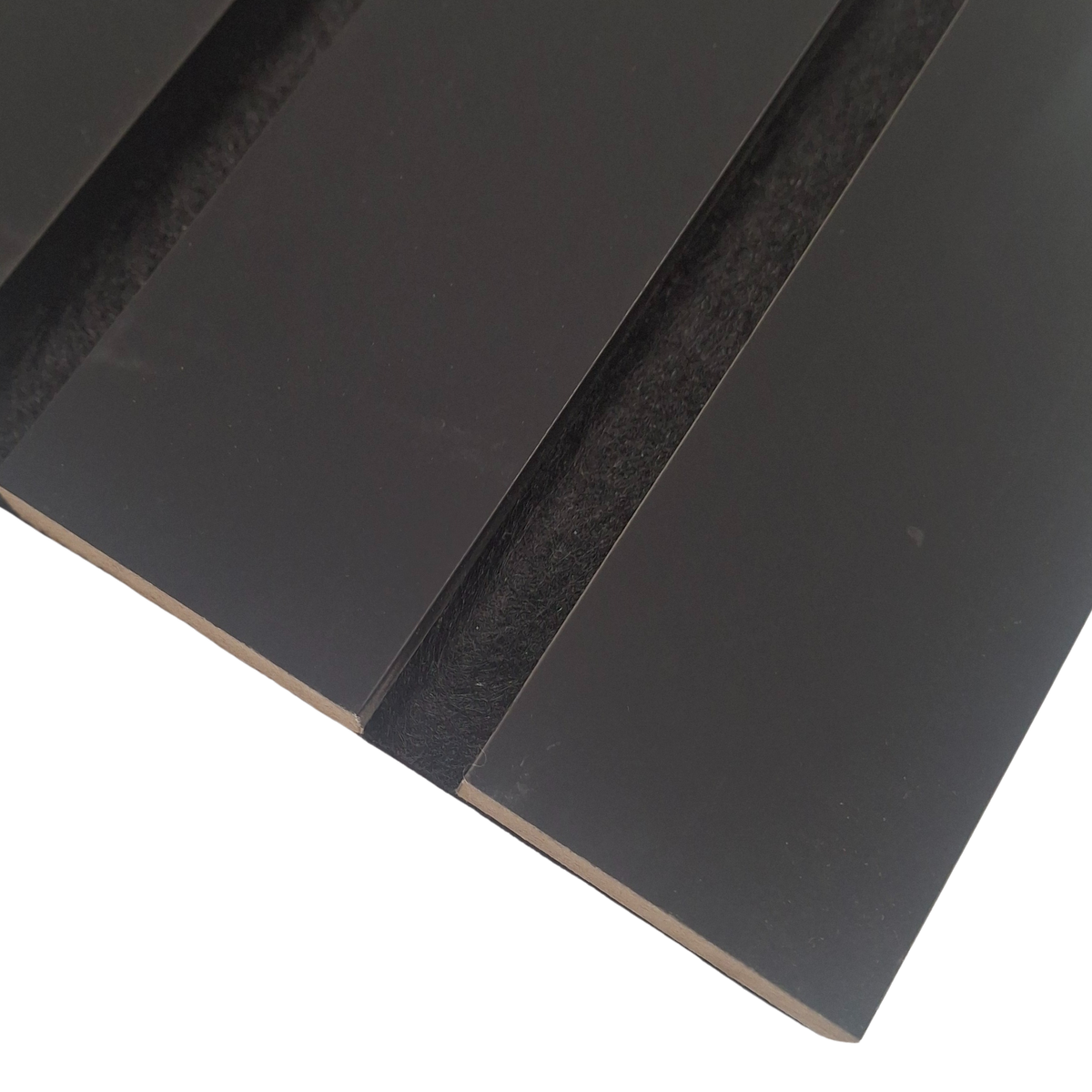 Coloured Acoustic Wide Slat Wall Panels - 3 sided -240cm x 30cm (2 pack) - Black