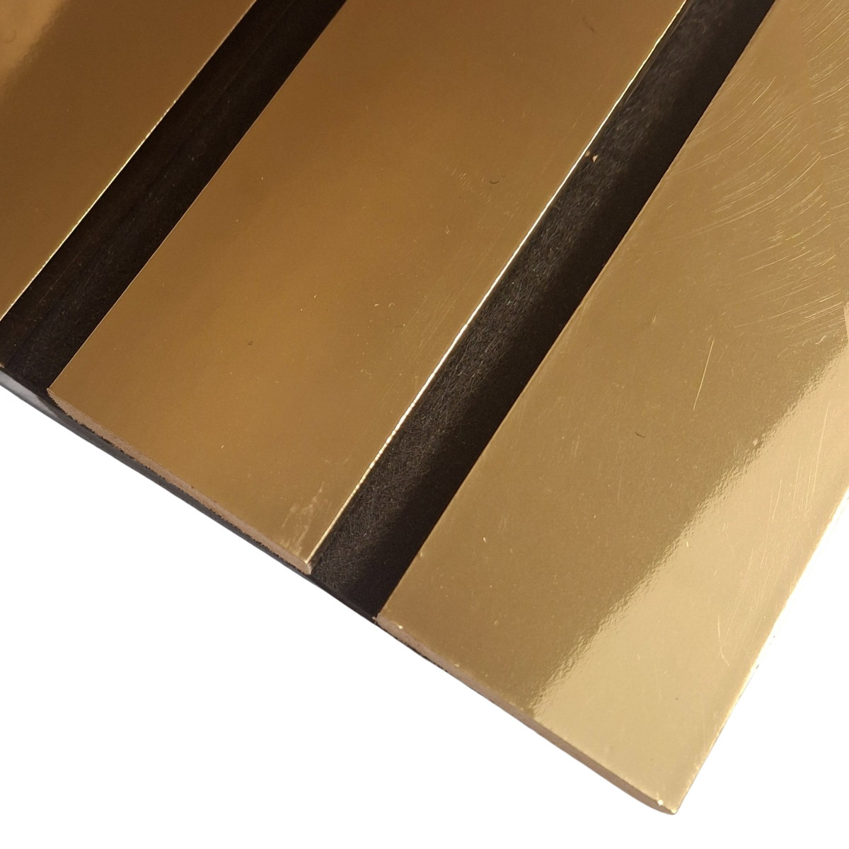 Coloured Acoustic Wide Slat Wall Panels - 3 sided -240cm x 30cm (2 pack) - Gold
