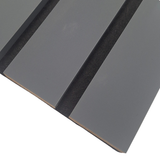 Coloured Acoustic Wide Slat Wall Panels - 3 sided -240cm x 30cm (2 pack) - Grey