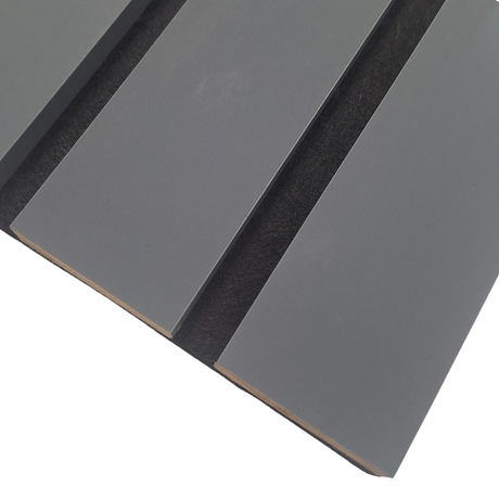 Coloured Acoustic Wide Slat Wall Panels - 3 sided -240cm x 30cm (2 pack) - Grey