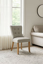 Modern Beige Fabric Dining Chair with Oak Legs