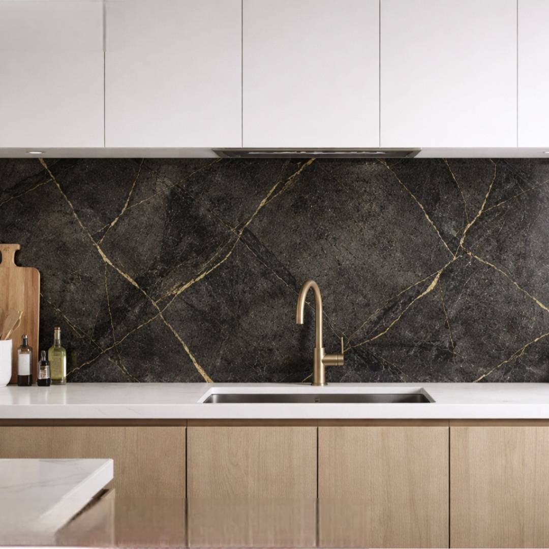 Black & Gold Vein PVC Wall Panel 60 x 240cm