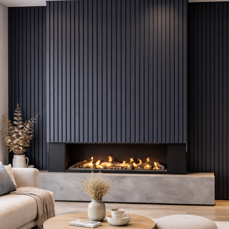 Coloured Acoustic Wide Slat Wall Panels - 3 sided -240cm x 30cm (2 pack) - Blue