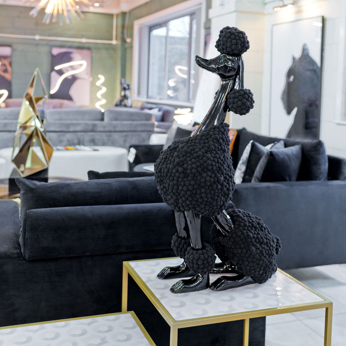 Black Pompom Poodle Statuette