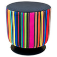 Swivel Drum Stool – Rainbow Stripe Fabric