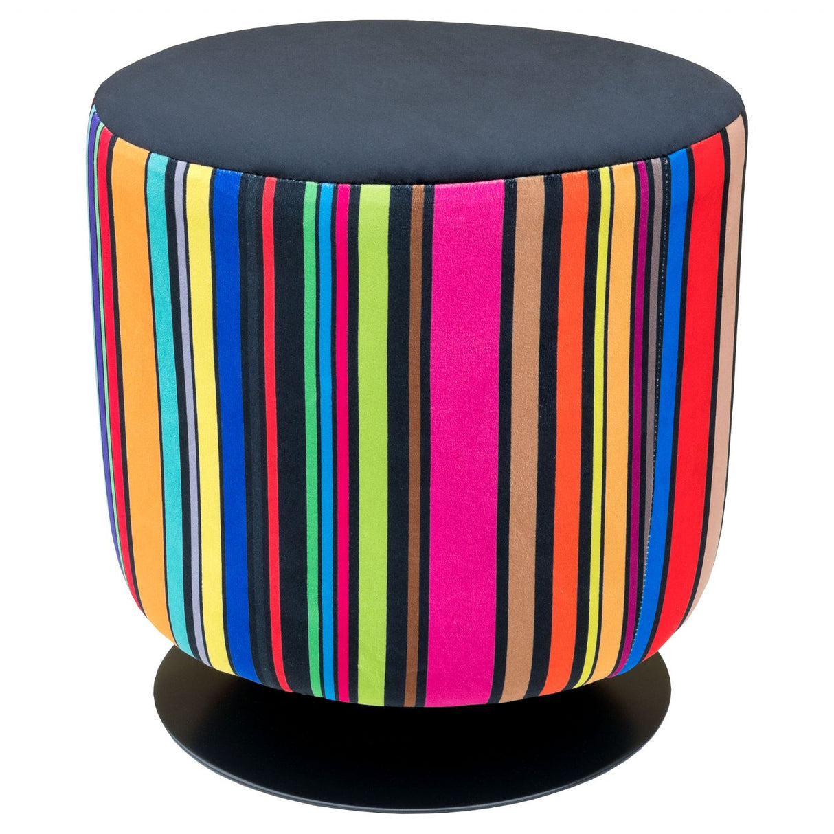 Swivel Drum Stool – Rainbow Stripe Fabric