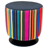 Swivel Drum Stool – Rainbow Stripe Fabric