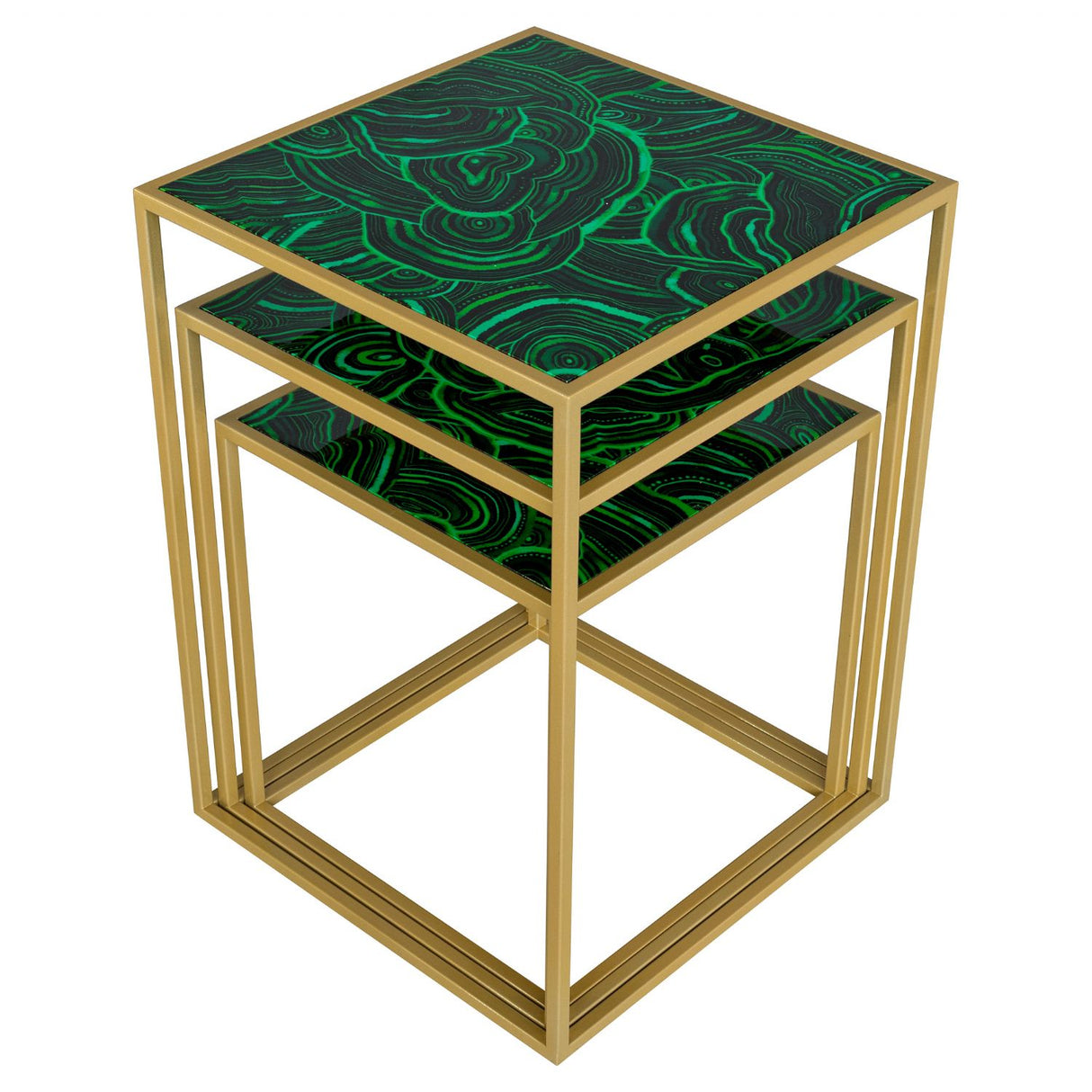 Nest of Three Tables Malachite