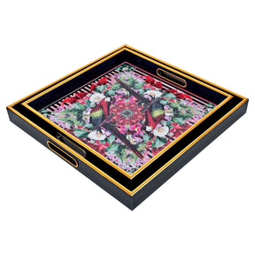 Myrtle and Mary Square Flower Bomb Serving Trays
