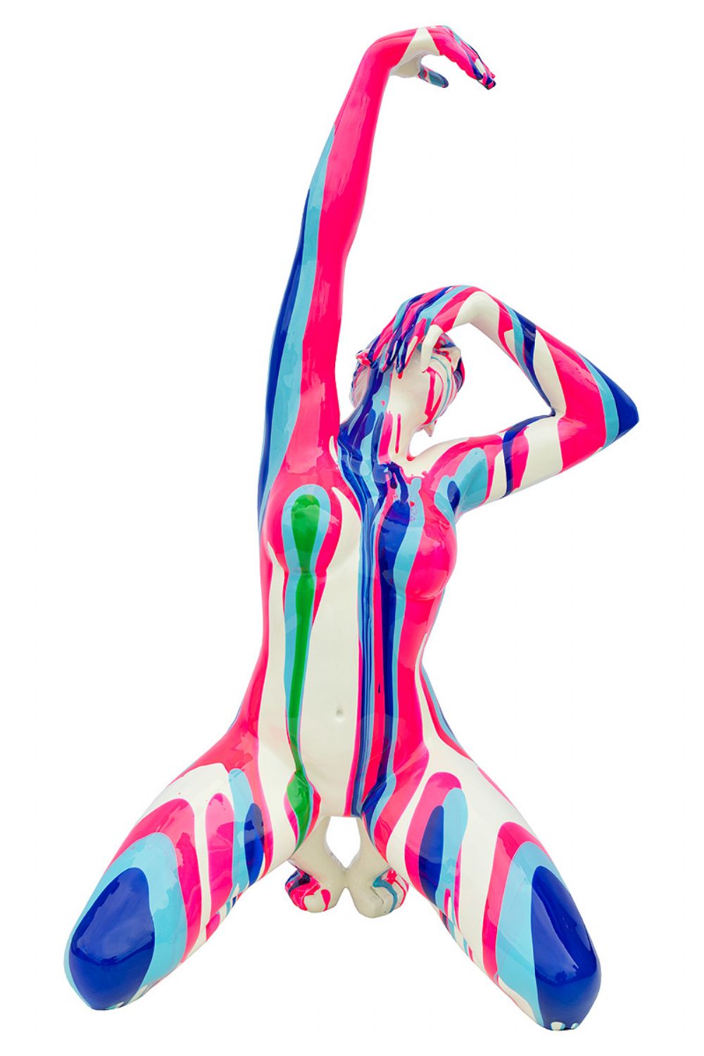 Amorous Pink and Blue Yoga Lady Sculpture
