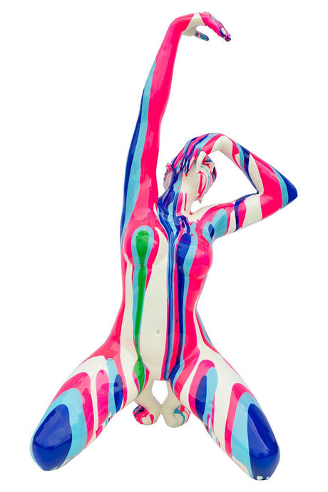 Amorous Pink and Blue Yoga Lady Sculpture