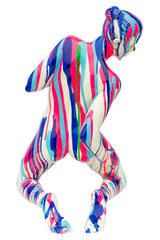 Amorous Pink and Blue Kneeling Yoga Lady Sculpture