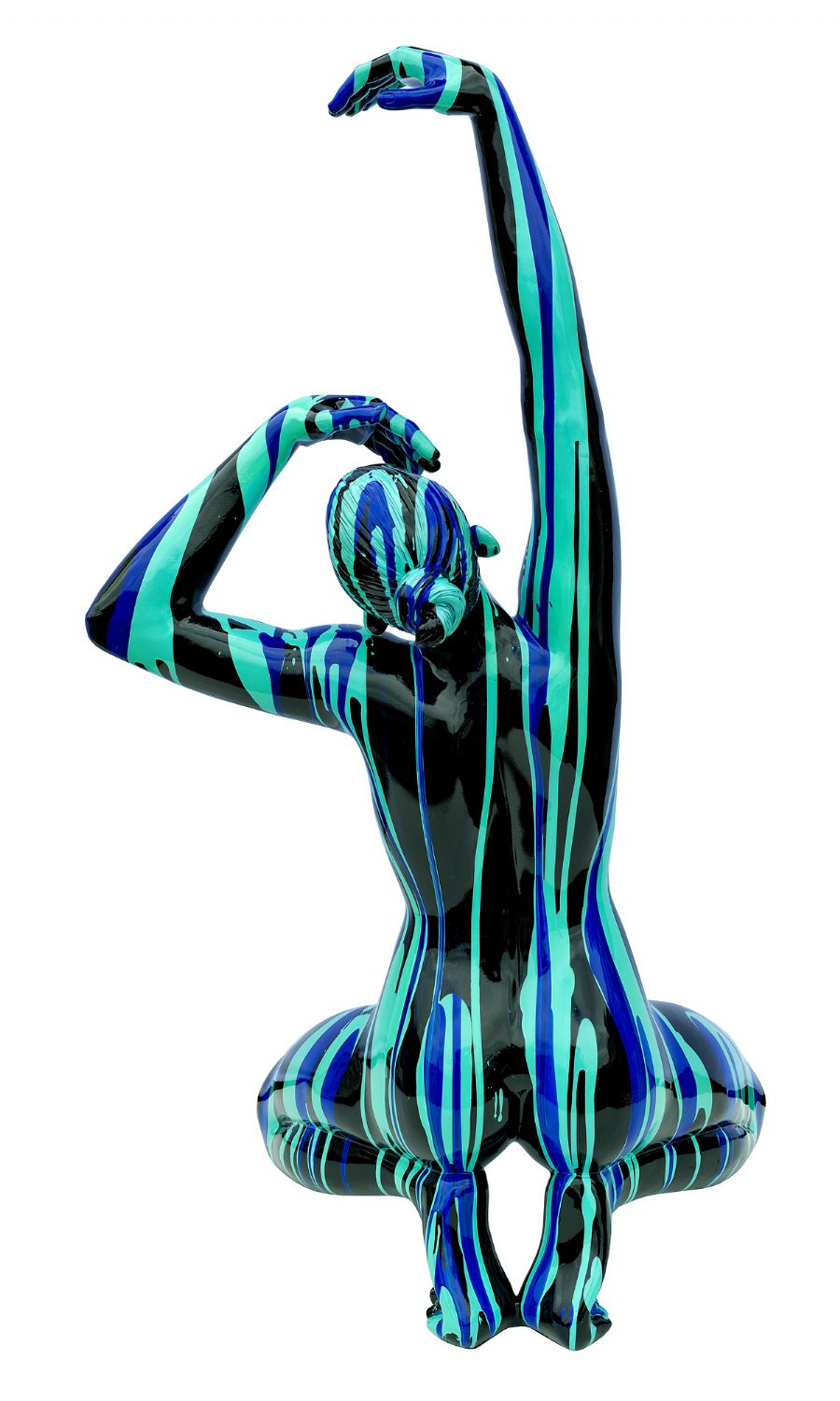 Amorous Large Black and Blue Yoga Lady Sculpture