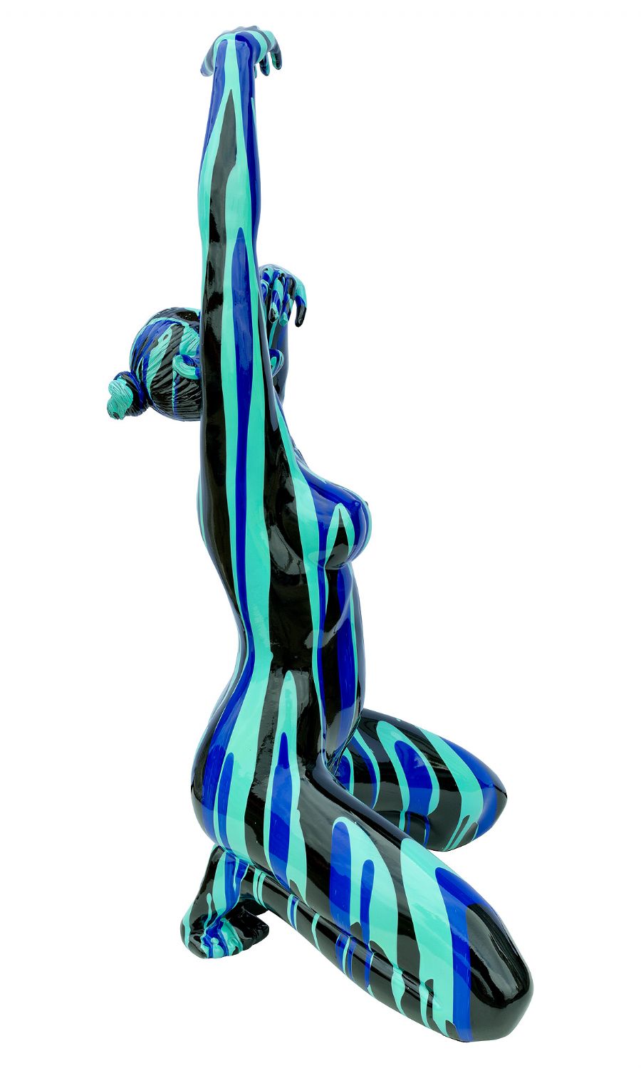 Amorous Large Black and Blue Yoga Lady Sculpture