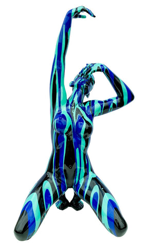 Amorous Large Black and Blue Yoga Lady Sculpture