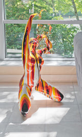 Amorous Large Red Yoga Lady Sculpture