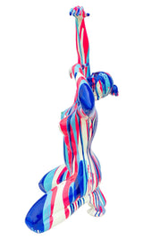 Amorous Large Pink and Blue Yoga Lady Sculpture