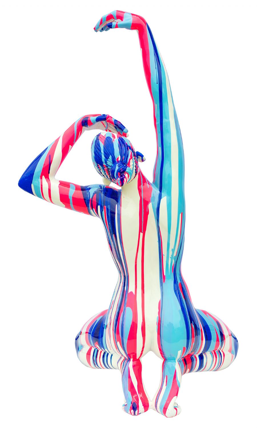 Amorous Large Pink and Blue Yoga Lady Sculpture