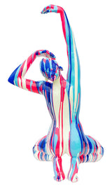 Amorous Large Pink and Blue Yoga Lady Sculpture