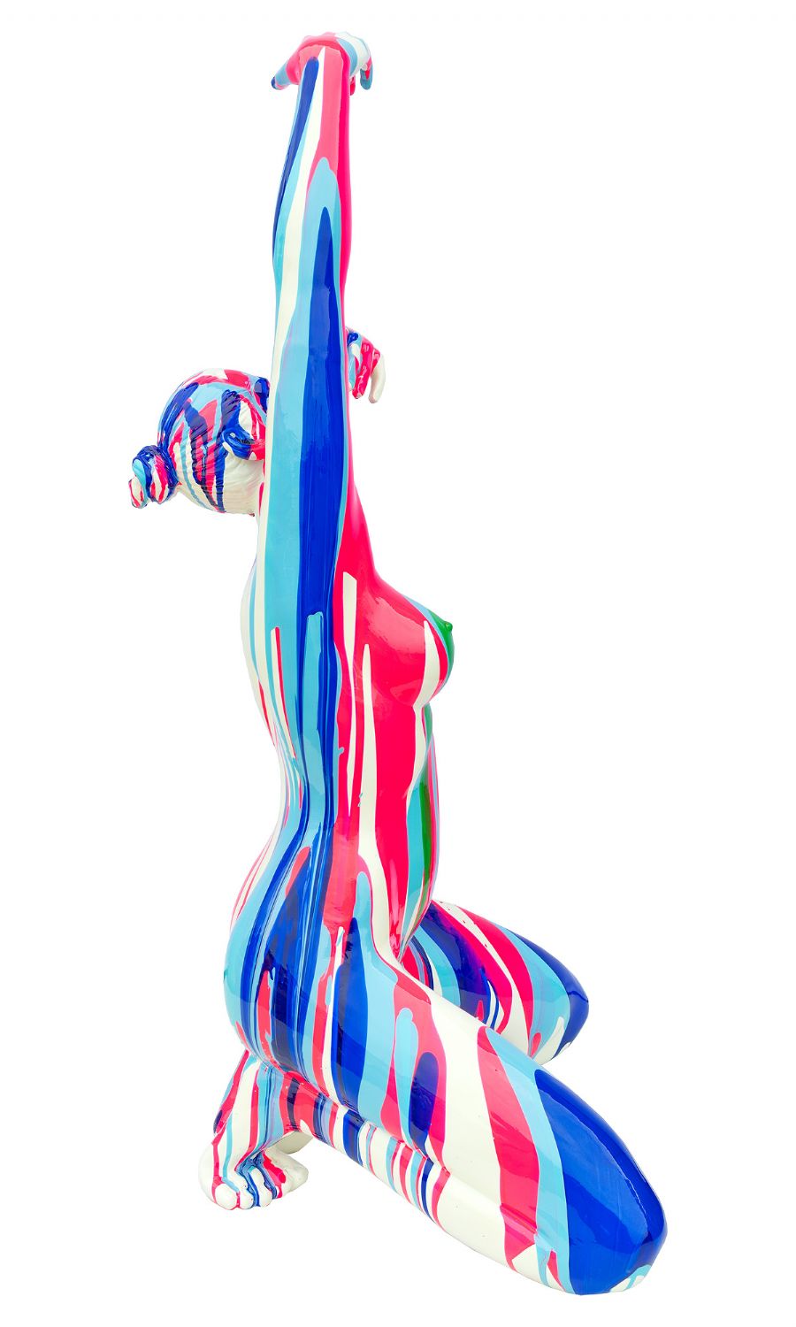 Amorous Large Pink and Blue Yoga Lady Sculpture