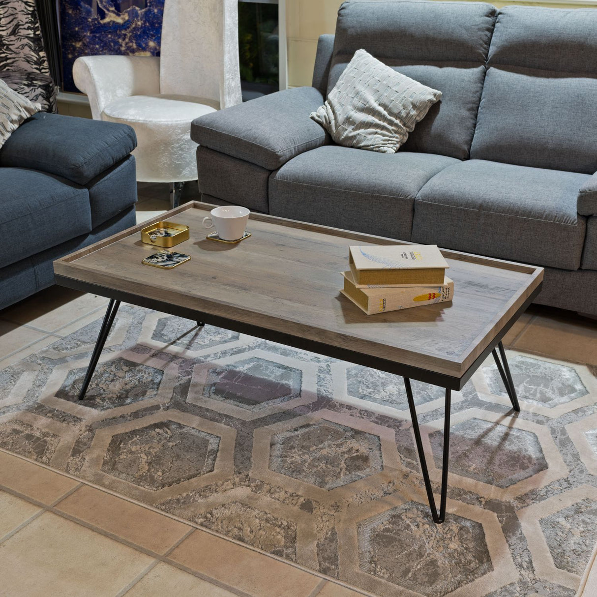 Antique Grey Wood Effect Coffee Table