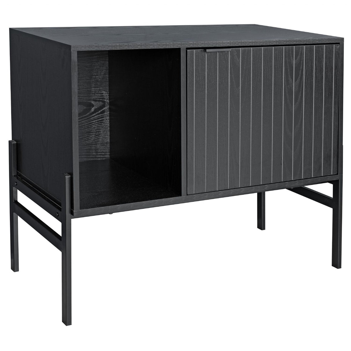 Groove Black Storage Cabinet