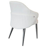Ivory Leather Effect Ribbed Dining Chair Metal Legs