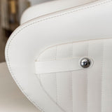 Ivory Leather Effect Ribbed Dining Chair Metal Legs