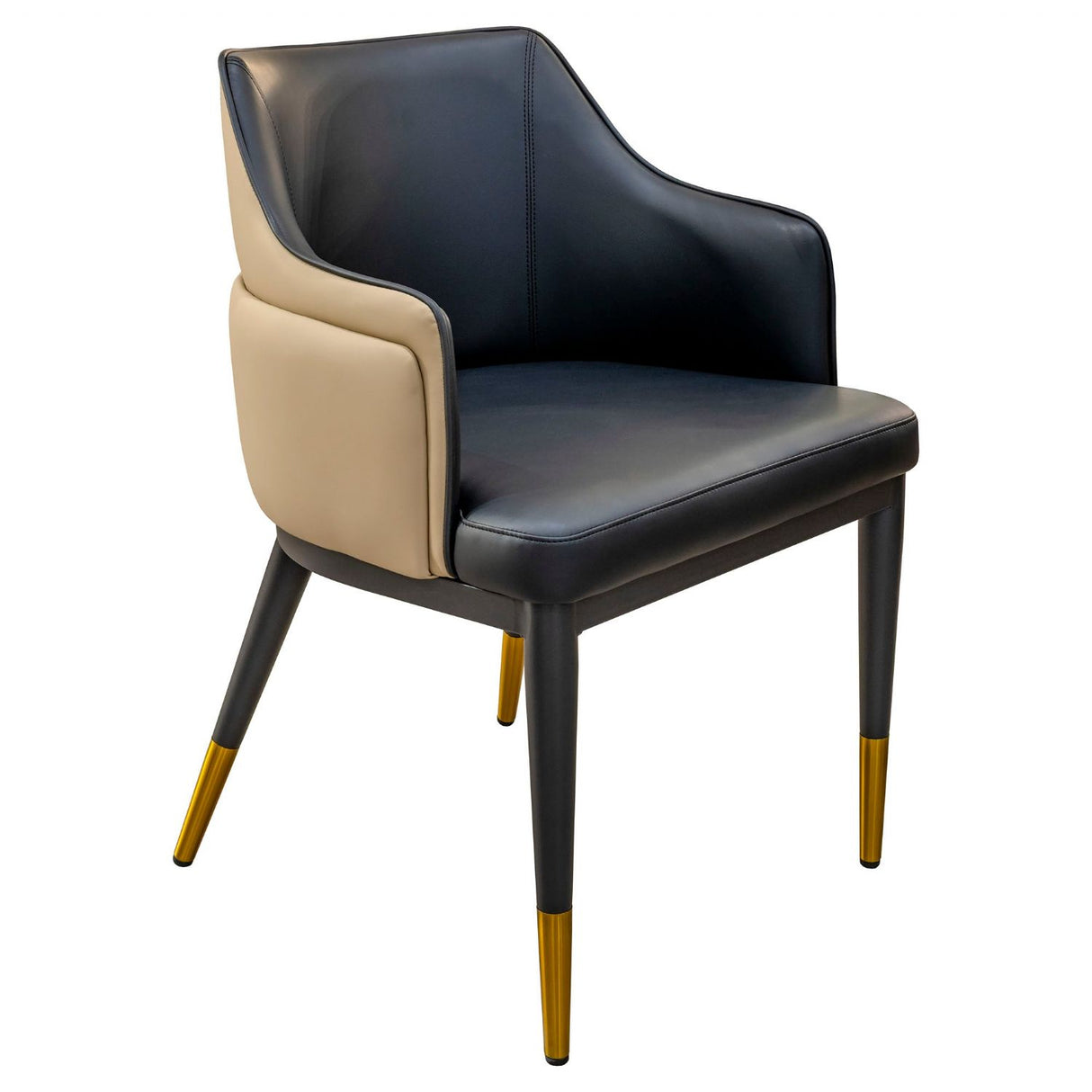 Black and Stone Leather Effect Dining Chair Metal Legs