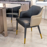 Black and Stone Leather Effect Dining Chair Metal Legs