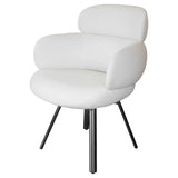Ivory Fabric Swivel Lounge Chair Black Metal Legs