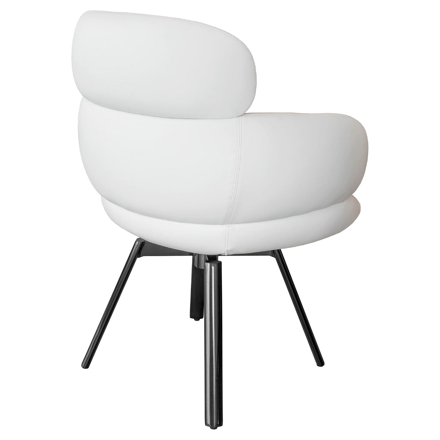 Ivory Fabric Swivel Lounge Chair Black Metal Legs