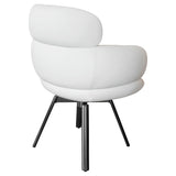 Ivory Fabric Swivel Lounge Chair Black Metal Legs
