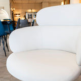 Ivory Fabric Swivel Lounge Chair Black Metal Legs