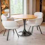 Ivory Fabric Swivel Lounge Chair Black Metal Legs