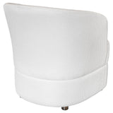 Ivory Linen Fabric Curved Tub Chair Brown Wooden Feet