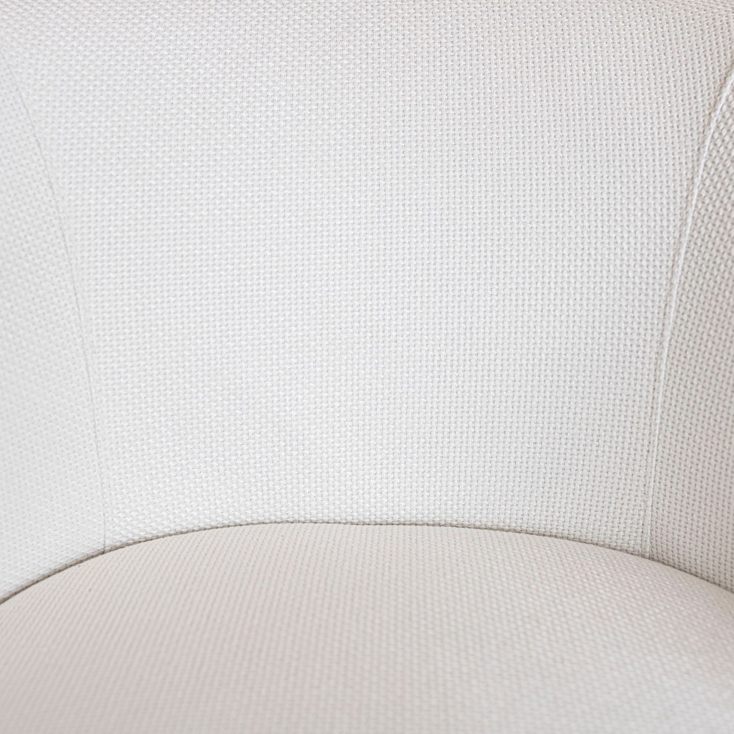 Ivory Linen Fabric Curved Tub Chair Brown Wooden Feet