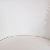 Ivory Linen Fabric Curved Tub Chair Brown Wooden Feet