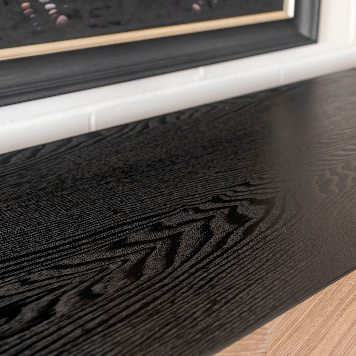 Black Wood 4 Door Chevron Large Sideboard Acrylic Feet
