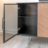 Black Wood 4 Door Chevron Large Sideboard Acrylic Feet