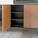 Black Wood 4 Door Chevron Large Sideboard Acrylic Feet