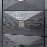 Black Oak 2 Door 6 Drawer Wide Sideboard Chrome Base