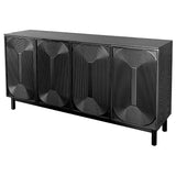 Black Wood Contour Panel Design 4 Door Wide Sideboard