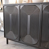 Black Wood Contour Panel Design 4 Door Wide Sideboard