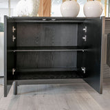 Black Wood Contour Panel Design 4 Door Wide Sideboard