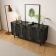 Black Wood Contour Panel Design 4 Door Wide Sideboard