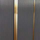 Black Marble Top 4 Door Grey Ribbed Sideboard Gold Trimmed