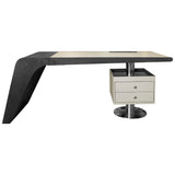 Taupe Leather Effect Top 2 Drawer Arc Design Executive Desk