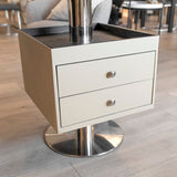 Taupe Leather Effect Top 2 Drawer Arc Design Executive Desk